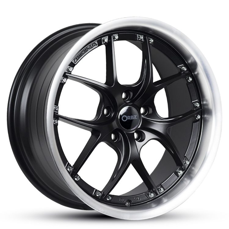 18X8.5 ORBIT HAWK 5X114.3 35P 73.1 SATIN BLACK POLISHED LIP - SET OF 4