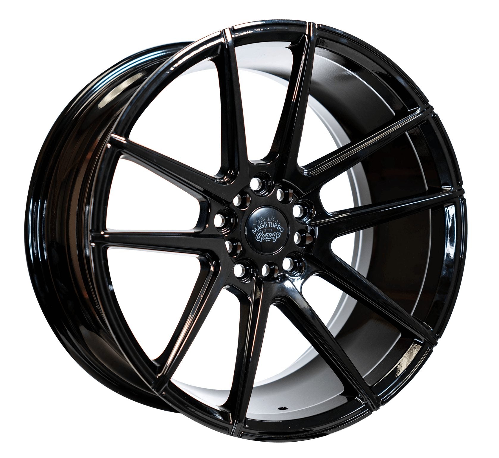 18X9 MTG RUSH 38P 73.1 10/100/114.3 5X100 5X114.3 GLOSS BLACK - SET OF 4