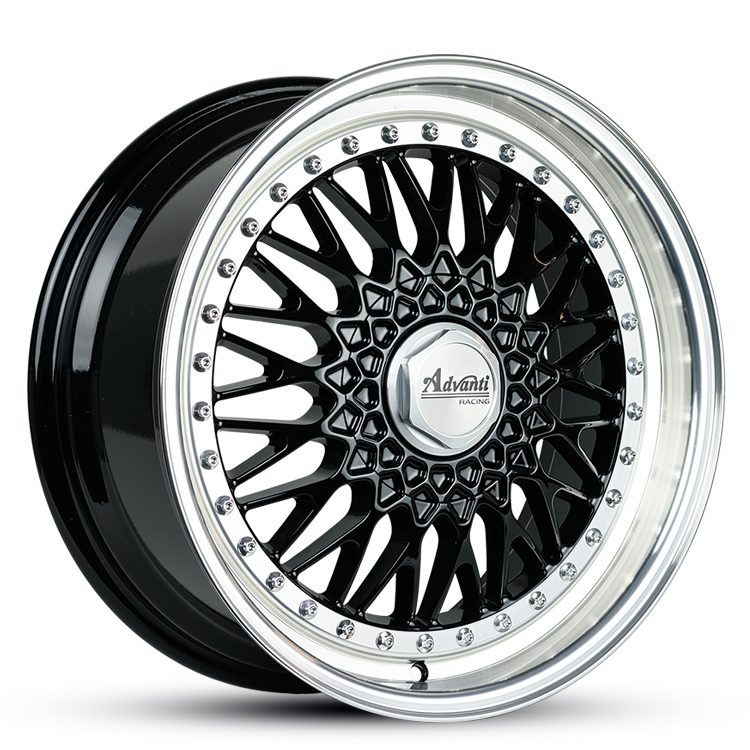18X8 ADVANTI EURO 35P 5X114.3 5X120 GLOSS BLACK MACHINE LIP - SET OF 4