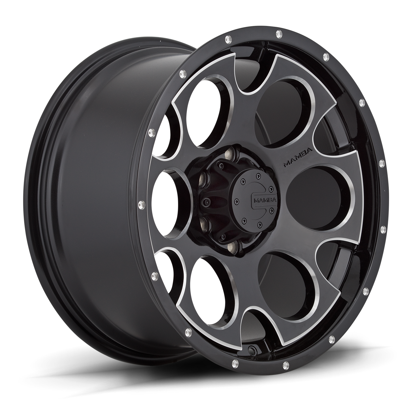 18x9 Mamba M17 12p 6x139.7 Gloss Black with Milled Rivets