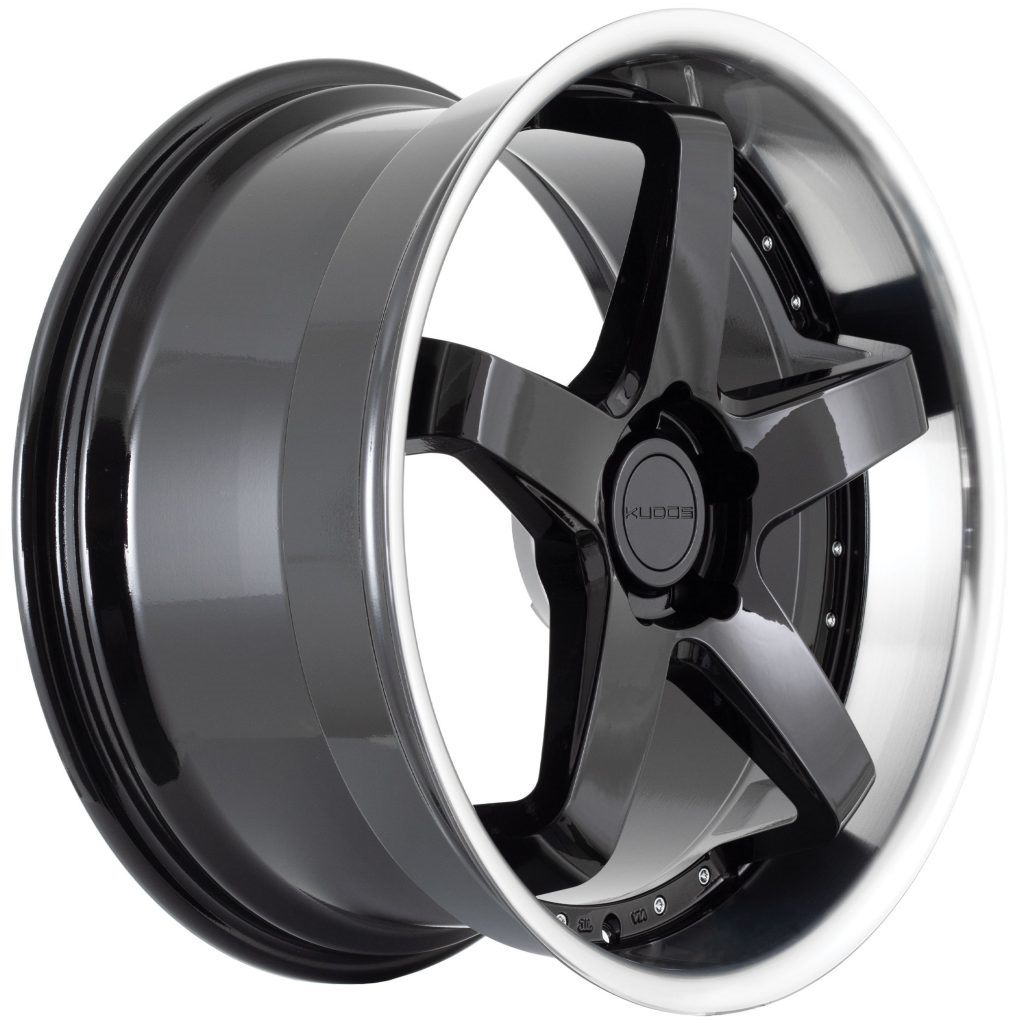 18X8 KUDOS BATHURST 5X120 40P GLOSS BLACK POLISHED LIP - SET OF 4