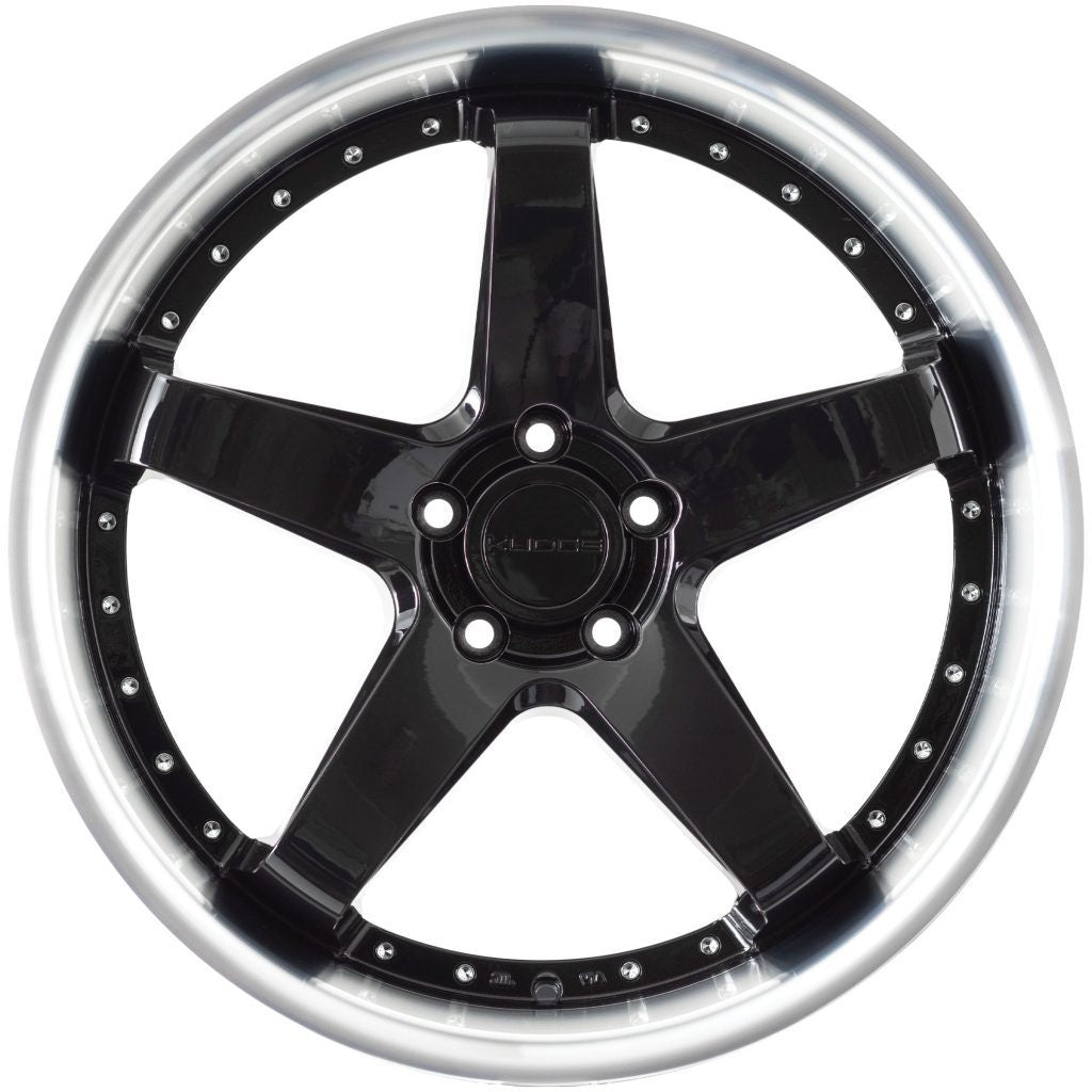 18X8 KUDOS BATHURST 5X120 40P GLOSS BLACK POLISHED LIP - SET OF 4