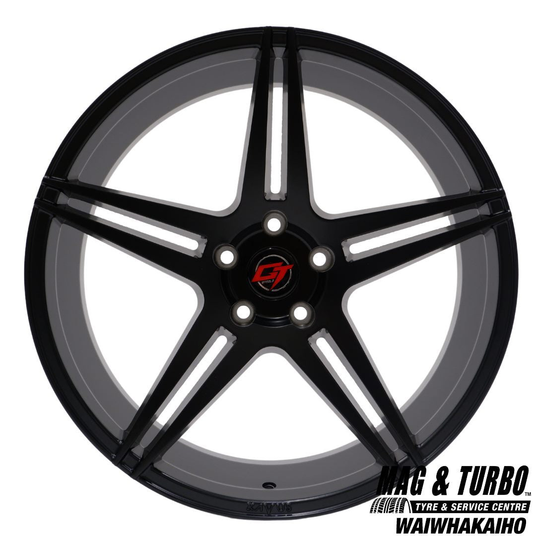 20x8.5 GT DIVE 5X114.3 35P SATIN BLACK - SET OF 4