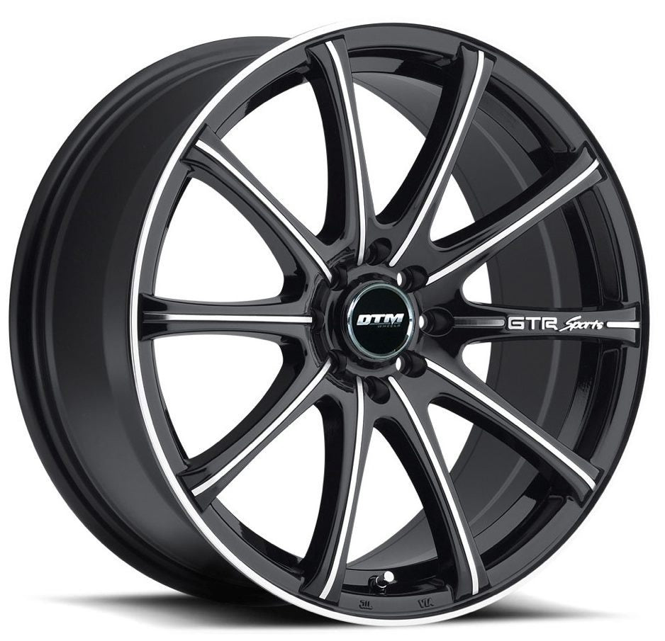 22X9 DTM GTR 2 35P 5X127 GLOSS BLACK MACHINED FACE - SET OF 4