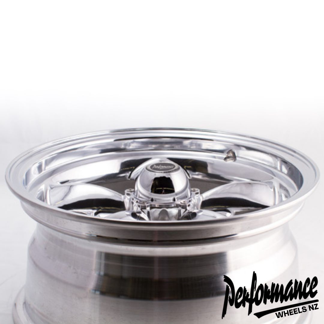 18X8 PERFORMANCE INDUSTRIES PW-100 5X114.3 0P POLISHED - SET OF 4