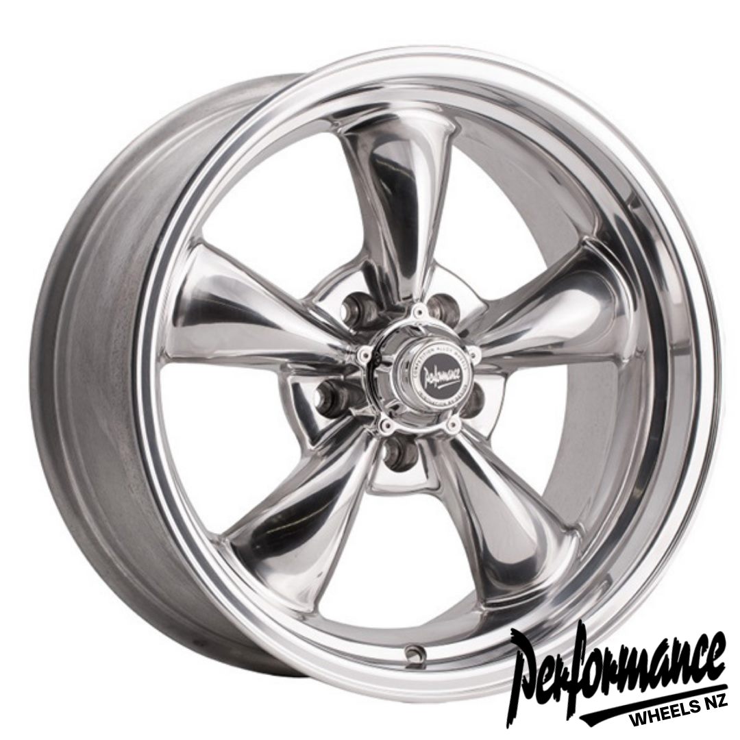 18X8 PERFORMANCE INDUSTRIES PW-100 5X114.3 0P POLISHED - SET OF 4