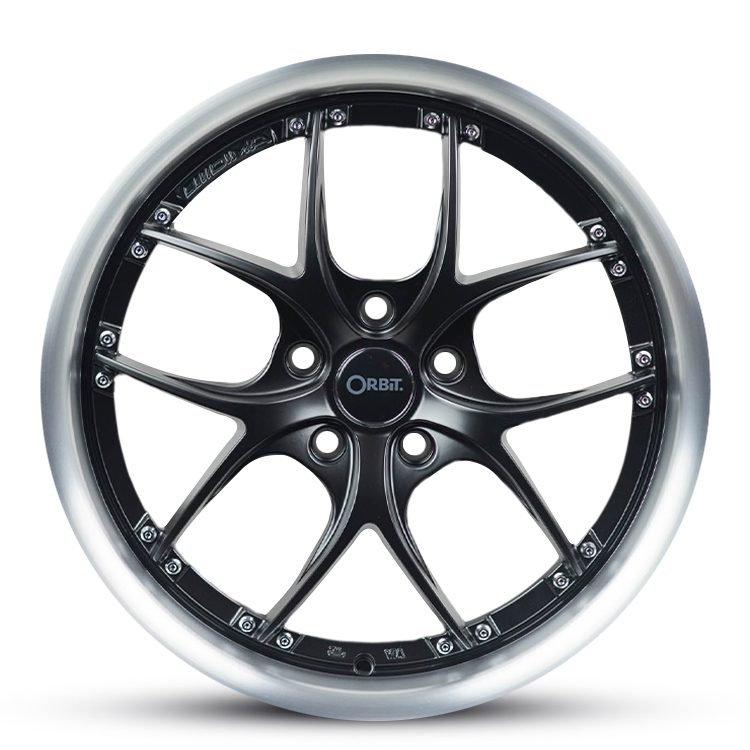 18X8.5 ORBIT HAWK 5X114.3 35P 73.1 SATIN BLACK POLISHED LIP - SET OF 4