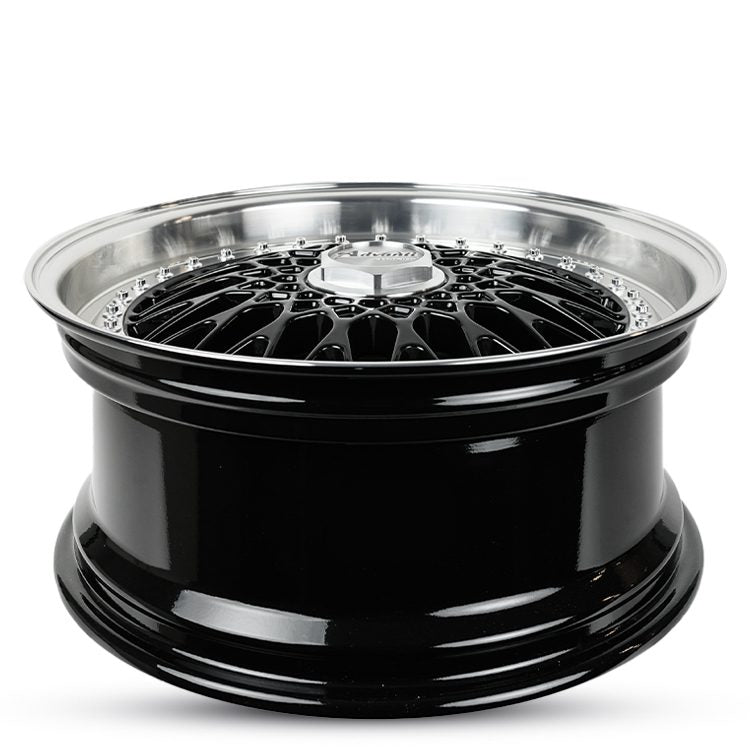 18X8 ADVANTI EURO 35P 5X114.3 5X120 GLOSS BLACK MACHINE LIP - SET OF 4