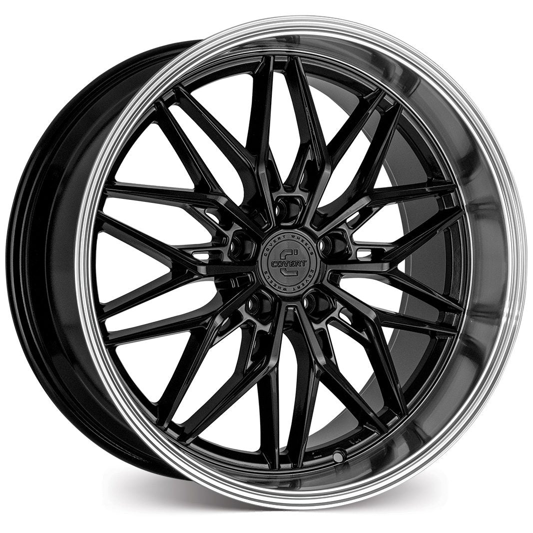 20X10 COVERT CV7 5X120 38P 72.5CB GLOSS BLACK MACHINE LIP - SET OF 4