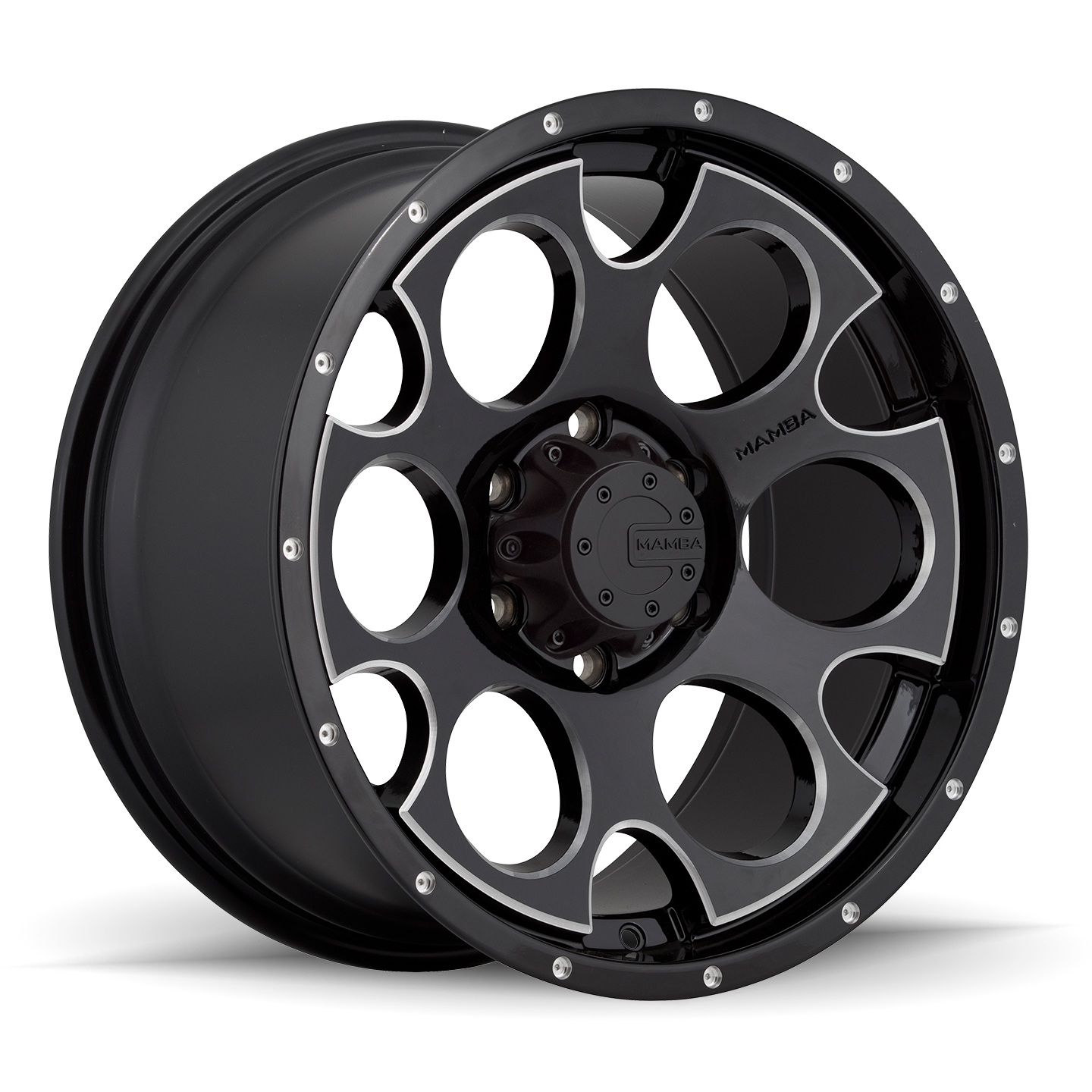 17x9 Mamba M17 12p 6x139.7 Gloss Black with Milled Rivets