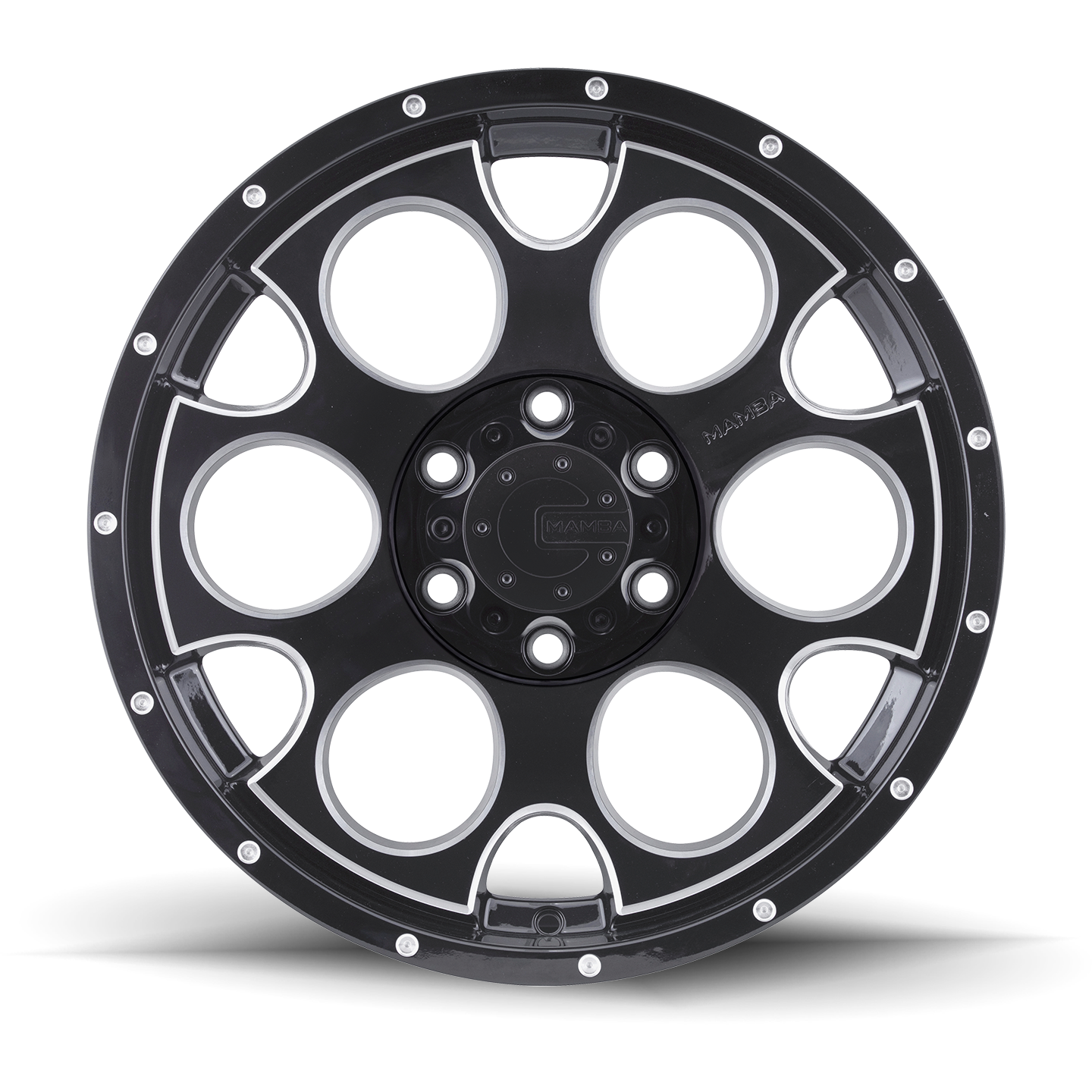 18x9 Mamba M17 12p 6x139.7 Gloss Black with Milled Rivets