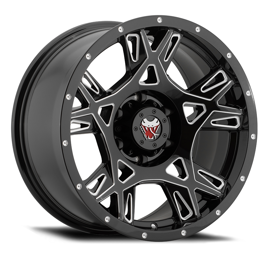 18x9 Mamba M24 -12p negative Offset 6x139.7 Gloss Black Milled Edge