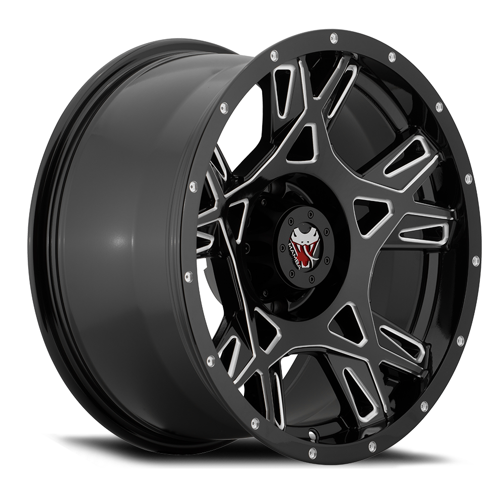 18x9 Mamba M24 -12p negative Offset 6x139.7 Gloss Black Milled Edge