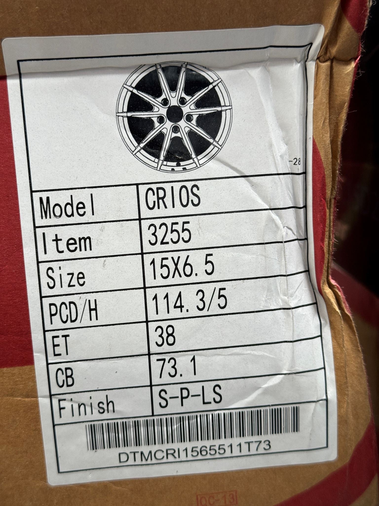 DTM CRIOS - 15X6.5 5X114.3 38P - SILVER - SET OF 4 - BRAND NEW