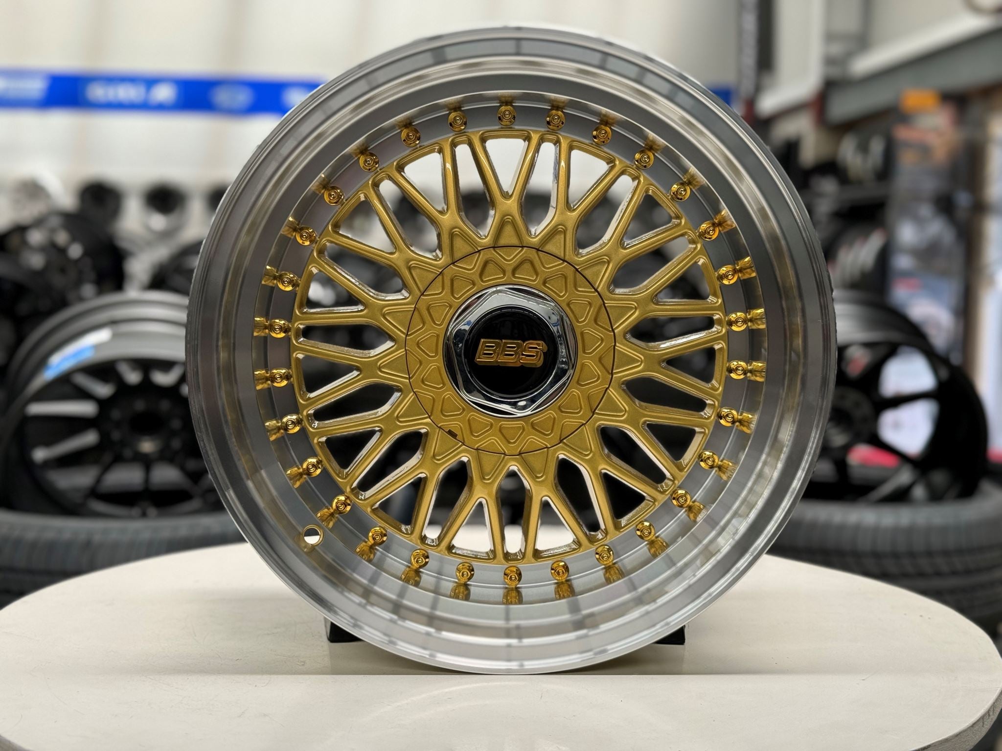 15X8 VORS VR3 BBS REP BASKET WEAVE 20P 4X100 4X114.3 73.1 GOLD - SET OF 4