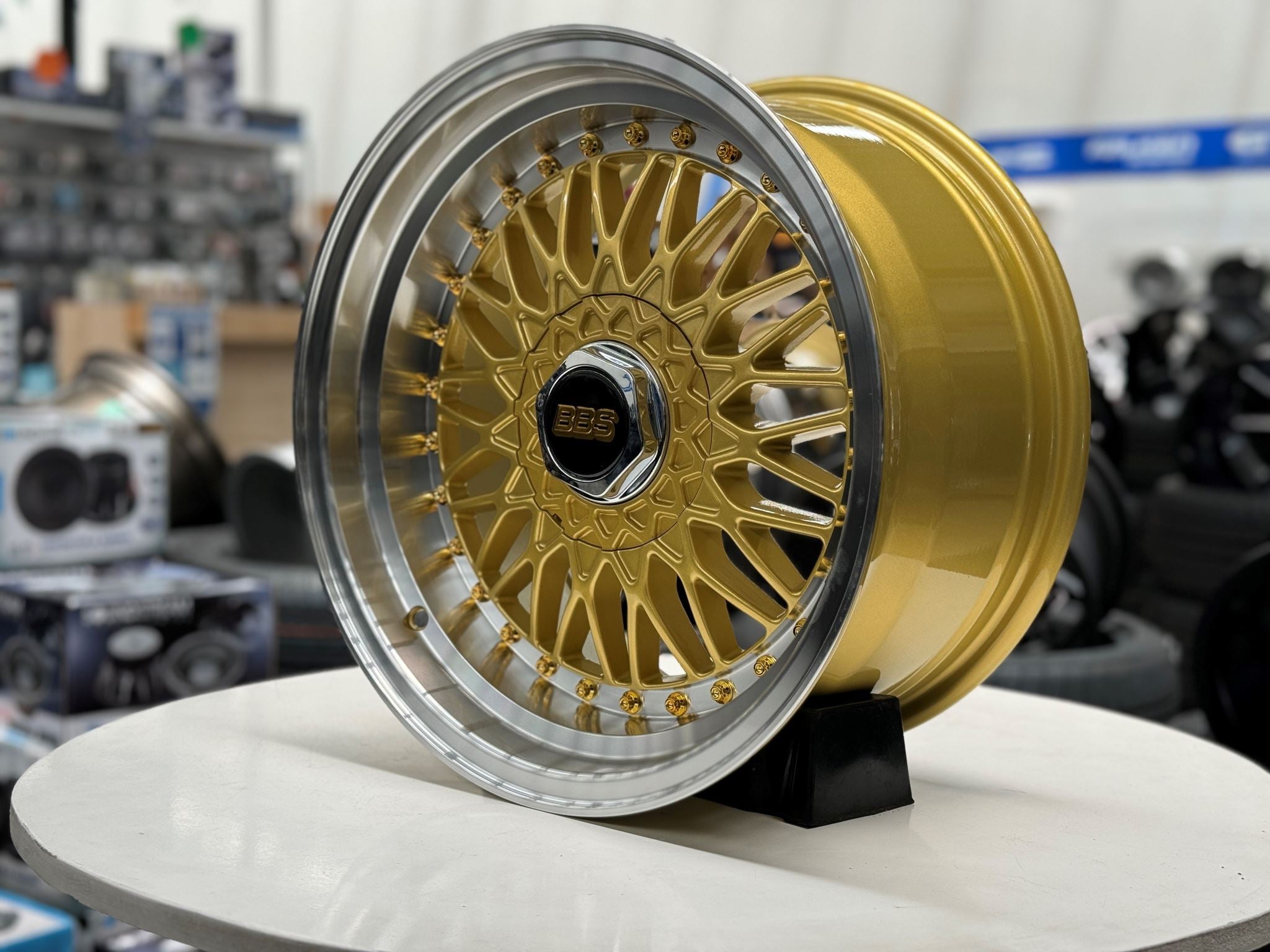 16X8 VORS VR3 BBS REP BASKET WEAVE 20P 4X100 4X114.3 73.1 GOLD - SET OF 4