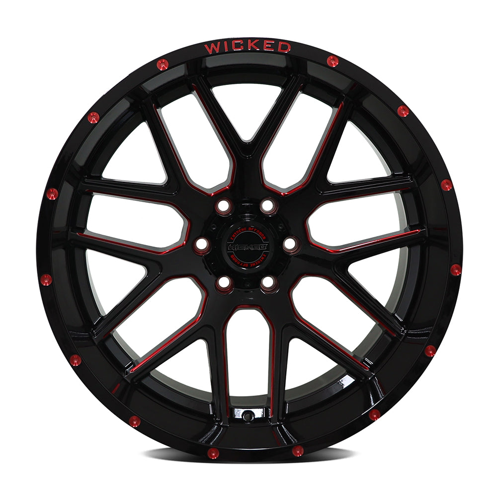Diezel 5465 W903-B - Gloss Black Milled Rivets Red Tint