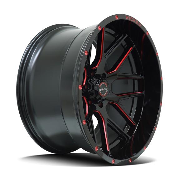Diezel 5465 W903-B - Gloss Black Milled Rivets Red Tint
