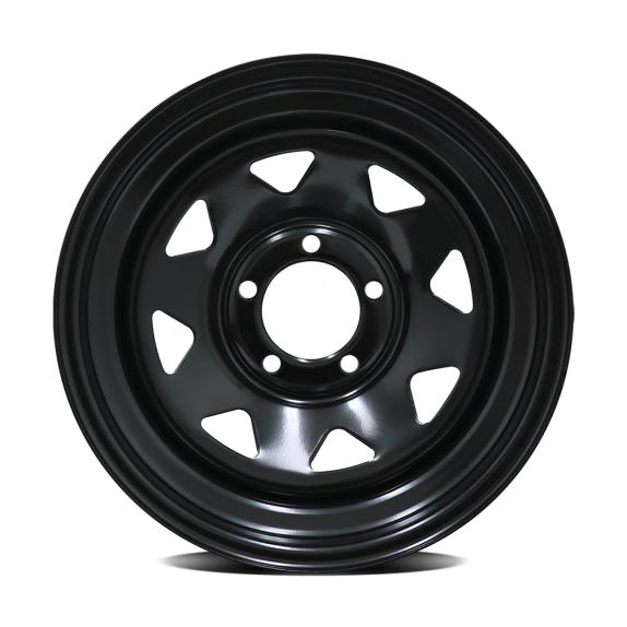 Diezel A17 8-SPOKE STEEL - NZ STOCK CAR APPROVED (NO VALVE HOLE) - Black