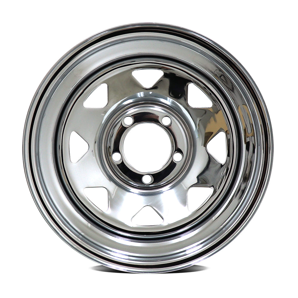Diezel A17 8-SPOKE STEEL - NZ STOCK CAR APPROVED (NO VALVE HOLE) - Chrome