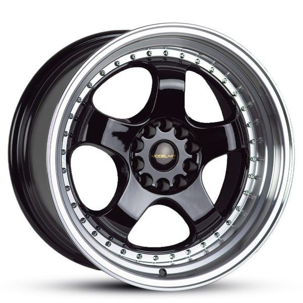 18x9.5 MTG S.L.D 22p 73.1 5x120 5x114.3 73.1CB - Gloss Black with Machined Double Step Lip